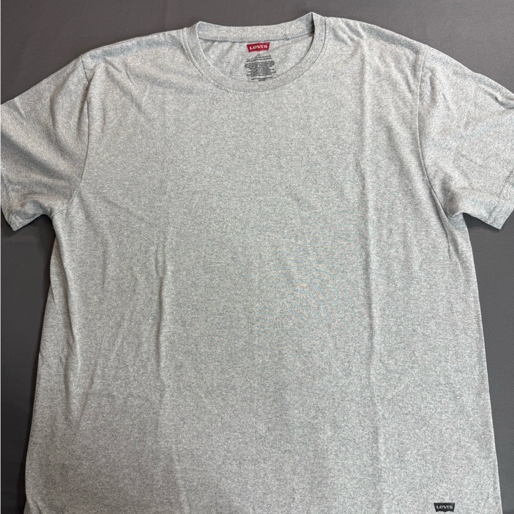 Levis Mens‎ Heather Grey Short Sleeve Crewneck T-Shirt Large Cotton Blend Basic